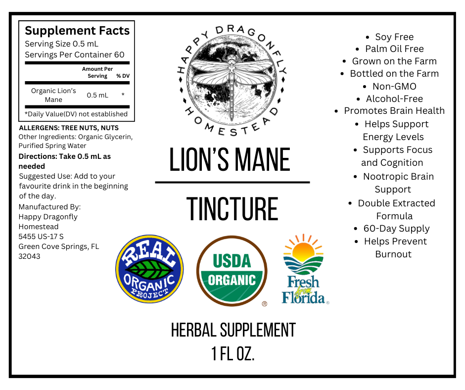 U.S.D.A. Organic Lion's Mane Tincture (Free Shipping!)